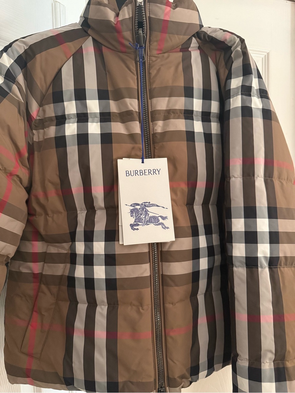 Burberry Brown and Brown Reversible Classic Check Puffer Jacket